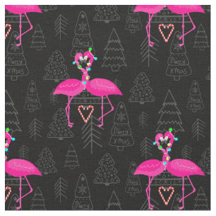 Tecido feio coração do flamingo doce do natal