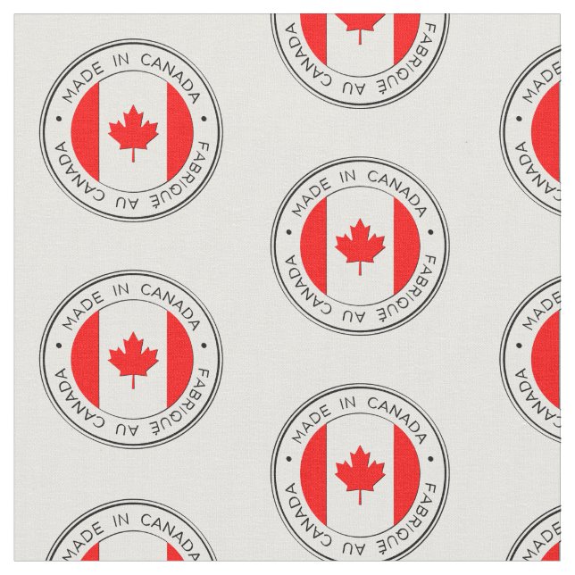 Tecido Feito no Canadá, Fabrique Au Canada, em Branco (Detalhe)
