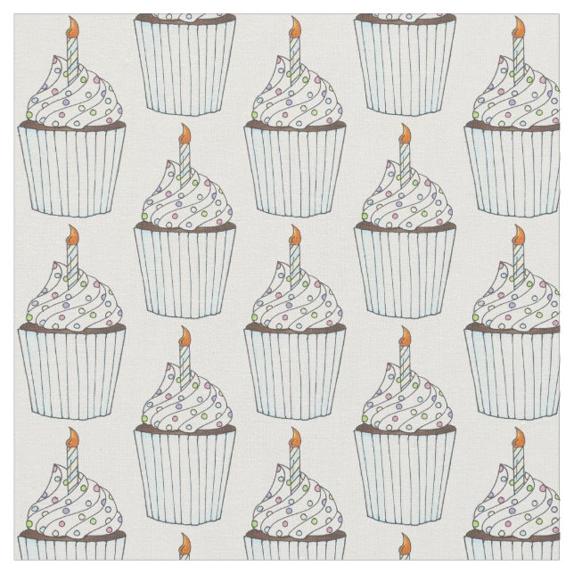 Tecido Feliz aniversário, Cupcake de Bolo Sprinkles Celeb (Detalhe)