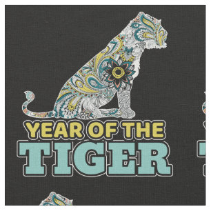 Tecido Feliz Ano Novo Chinês Zodiac Tiger Mandala