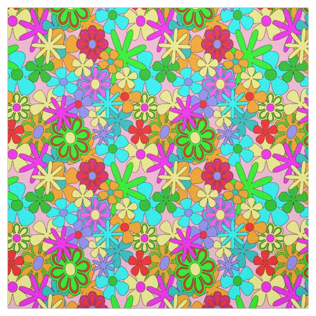 Tecido feliz brilhante das flores (Modelo)