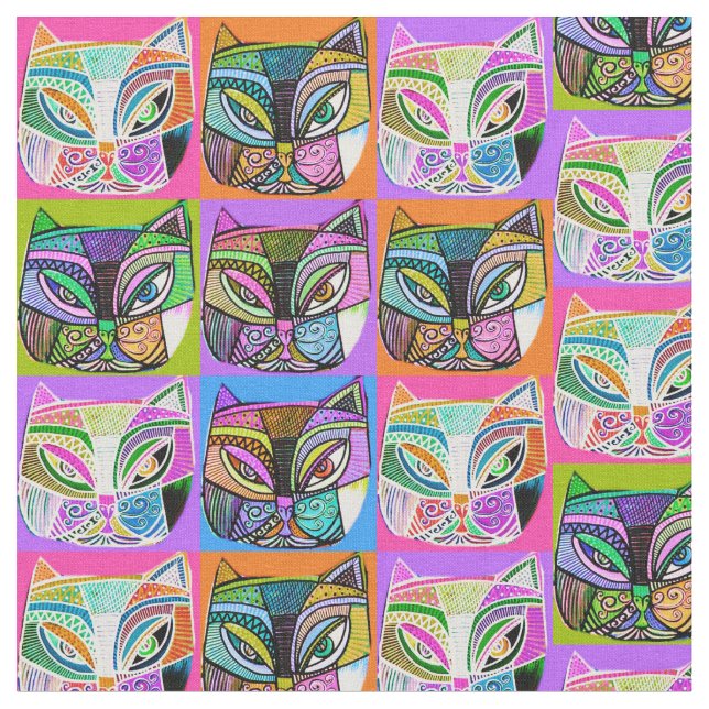 Tecido Feliz Cat Rainbow (Detalhe)