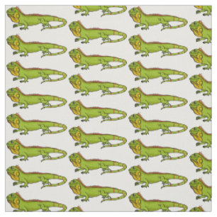 Tecido Feliz desenho da iguana verde