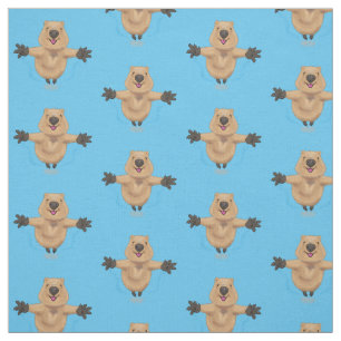 Tecido Feliz design de desenho de quokka