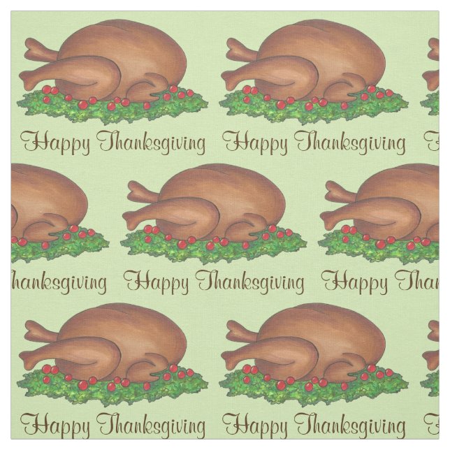 Tecido Feliz Dia de Ação de Graças à Turquia Janta Comida (Modelo)