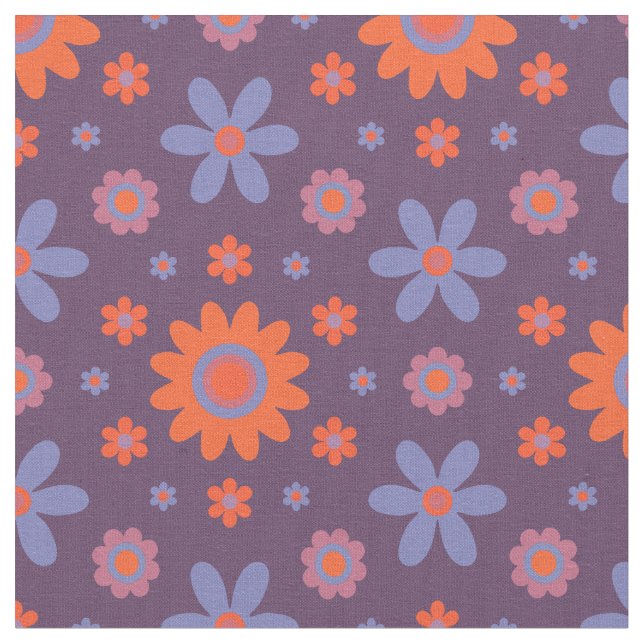 Tecido Feliz Flores Retro Cute 70s Hippie Daisy Pattern (Detalhe)