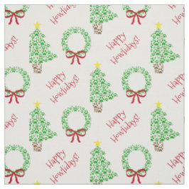 Tecido Feliz Howlidays Paw Imprime Árvores de Natal e Rua