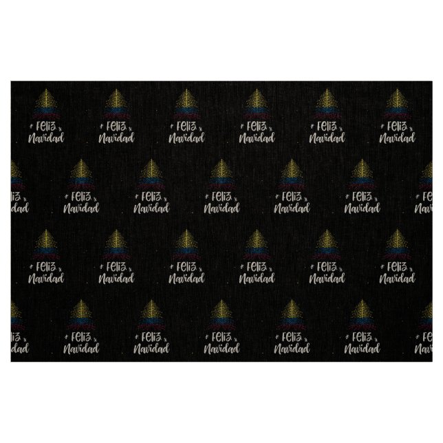 Tecido Feliz Natal com a bandeira da Colômbia (Fat Quarter)