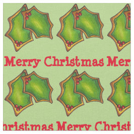 Tecido Feliz Natal Holly Sugar Cookies Comida de Férias