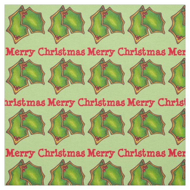 Tecido Feliz Natal Holly Sugar Cookies Comida de Férias (Modelo)