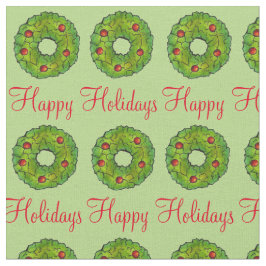 Tecido Feliz Natal Natal Natal Xmas Green Wreath Cookies
