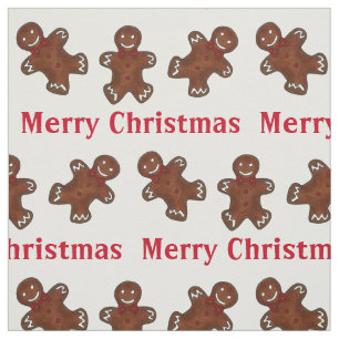 Tecido Feliz Natal Pão Gingerido Homem Homens