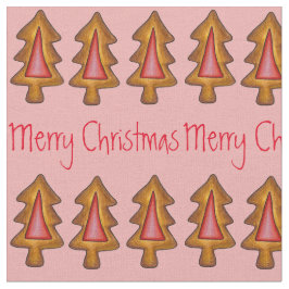 Tecido Feliz Natal Vermelho Árvore Natal Cookie Natal