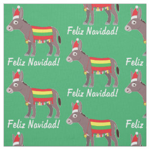 Tecido Feliz Navidad! Burro vestido acima para os