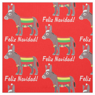 Tecido Feliz Navidad! Burro Vestido para Férias