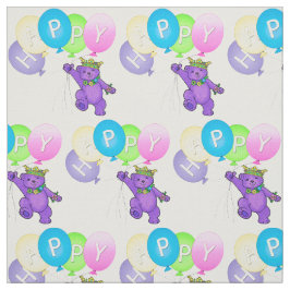 Tecido Feliz Princesa do Urso Roxo com Balões