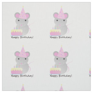 Tecido Feliz Rato de Festa de Aniversário
