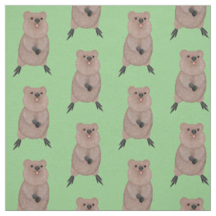 Tecido Feliz sorriso, design de desenho animado de quokka