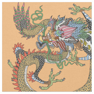 Tecido Feng Huang e Dragão Chinês