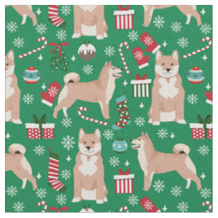 Tecido feriado de cachorro do shiba inu