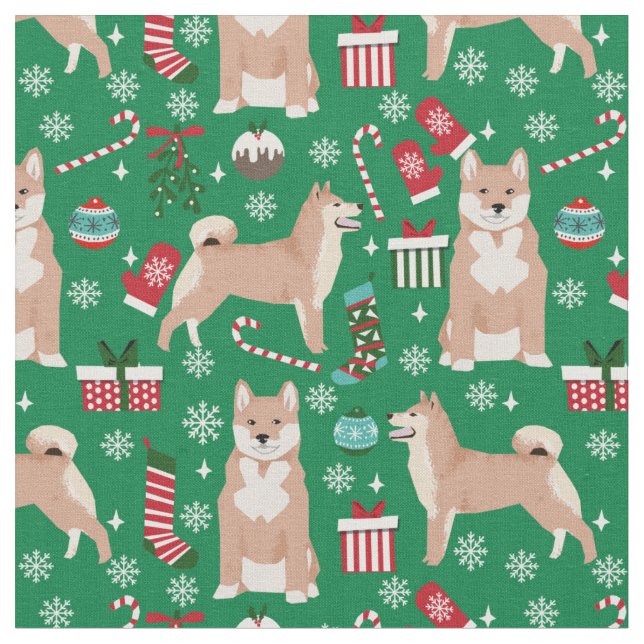 Tecido feriado de cachorro do shiba inu (Detalhe)