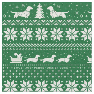 Tecido Feriado de Natal Bonito Dachshances Verde