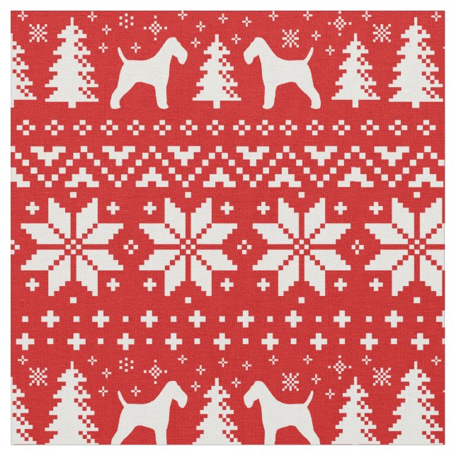 Tecido Feriado de Natal da Fox Terrier Silhouettes (Detalhe)