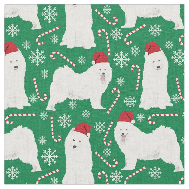 Tecido Feriado de Natal de cão com Samoia (Detalhe)