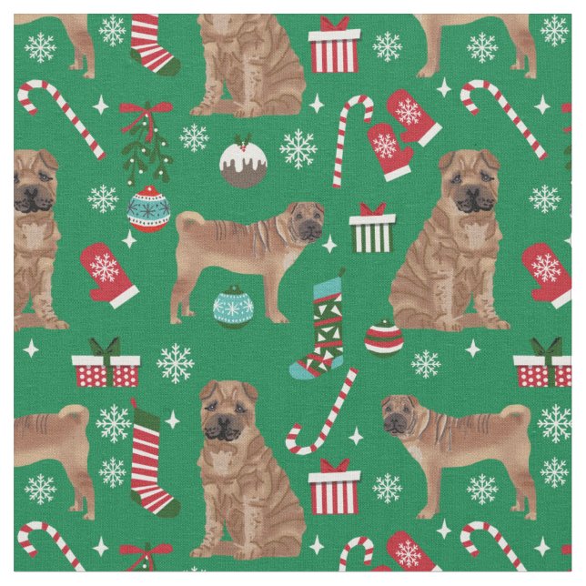 Tecido feriado de Natal de cão Sharpei (Detalhe)
