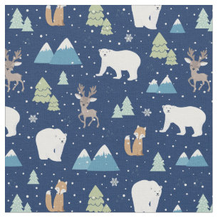 Tecido Feriado de Natal do Urso Polar de inverno Fresco A