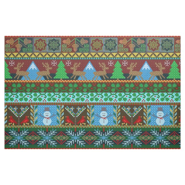 Tecido Feriado feito malha da rena do teste padrão da (Fat Quarter)