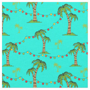 Tecido Feriados de Natal Palm Trees e Luzes de Fada