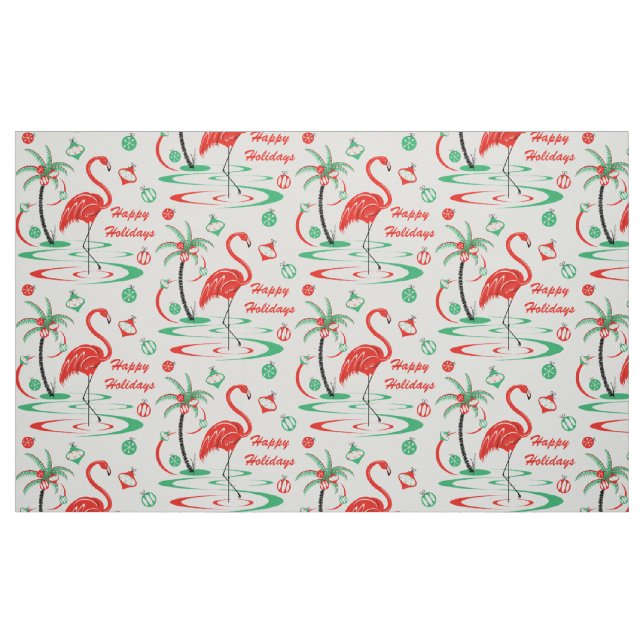 Tecido Feriados felizes do Flamingo de Natal Vermelho gra (Fat Quarter)