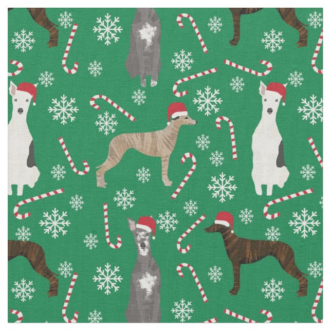 Tecido férias de Natal com cães brancos (Detalhe)