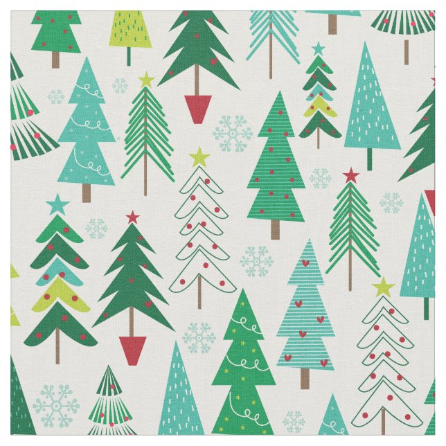 Tecido Férias Festivas das Árvores de Natal Modernas (Detalhe)