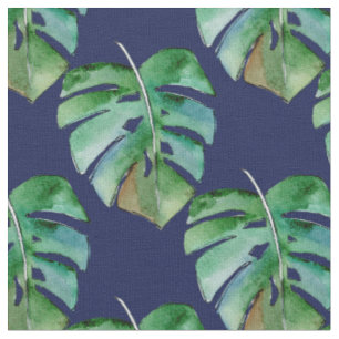 Tecido Ferns da selva em azul