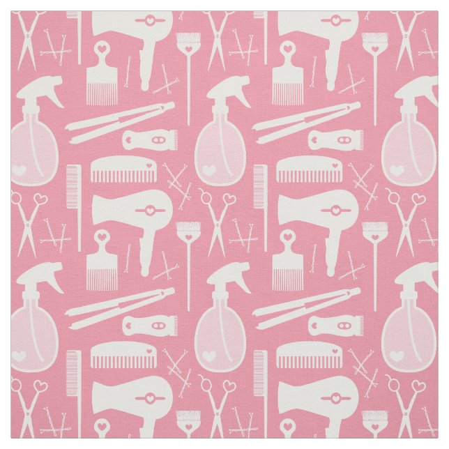 Tecido Ferramentas de Salão de Cabelo Branco e Rosa Brilh (Modelo)