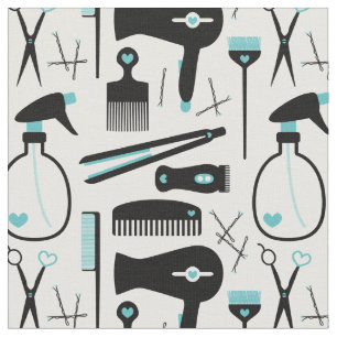 Tecido Ferramentas de salão de cabelo branco preto retr