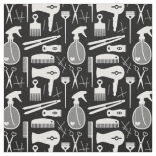 Tecido Ferramentas de Salão de Cabelo Preto e Branco