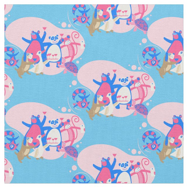 Tecido festa animal kawaii selfie engraçado (Detalhe)