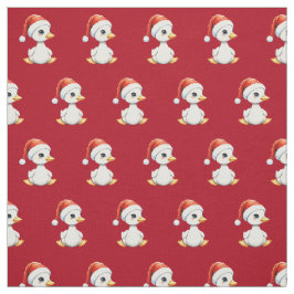 Tecido Festive Christmas Baby Goose with Santa Hat Red