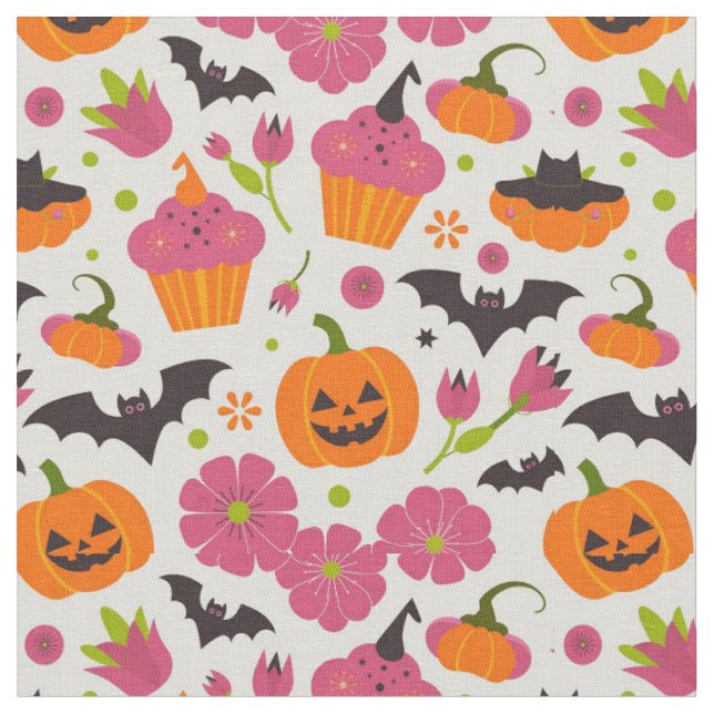 Tecido Festivo Halloween | Cupcakes, Pumpkin & Bats (Detalhe)