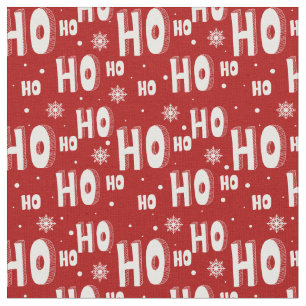 Tecido Festivo Red White Christmas Ho Ho Ho Ho Snowflakes