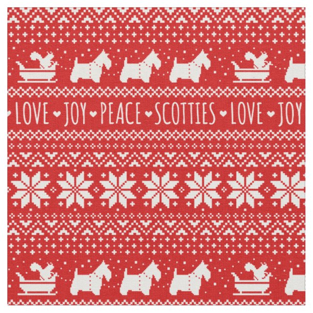 Tecido Festivo Scottie Cães Natal| Scottish Terriers (Detalhe)