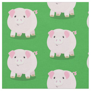 Tecido Figura de desenho animado de porco, cor-de-rosa-br