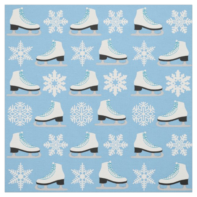 Tecido Figura skates azul e Natal dos flocos de neve (Modelo)