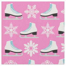 Tecido Figura skates cor-de-rosa e Natal dos flocos de