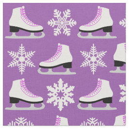 Tecido Figura skates roxa e Natal dos flocos de neve