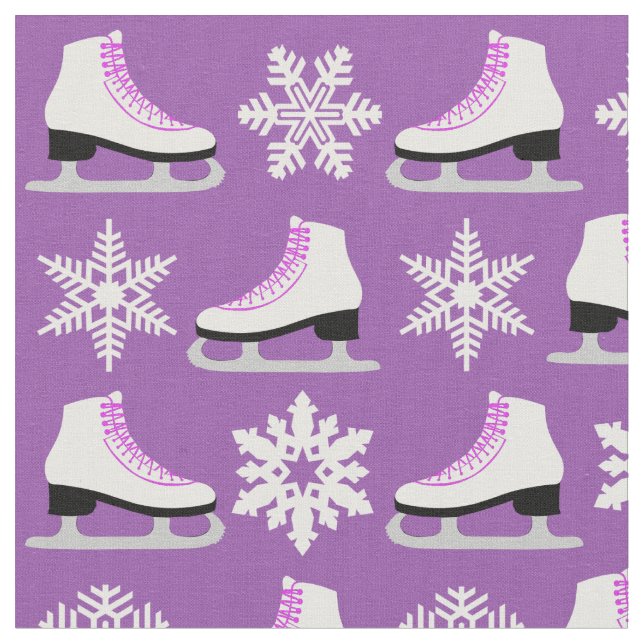 Tecido Figura skates roxa e Natal dos flocos de neve (Detalhe)