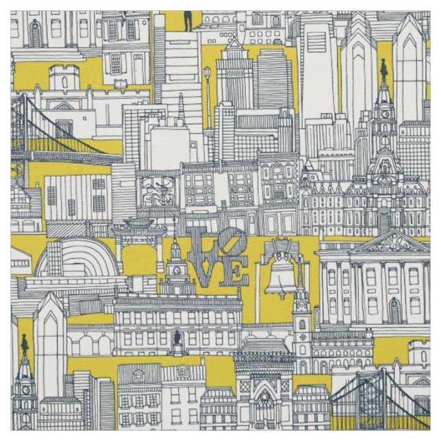 Tecido Filadélfia toile amarelo índigo (Modelo)